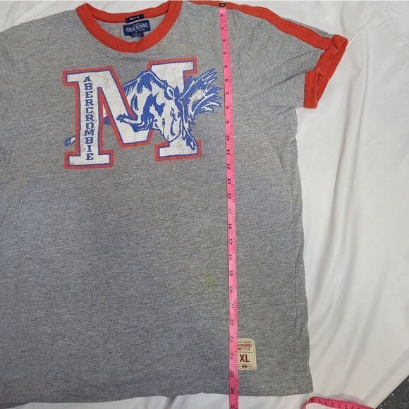 VINTAGE 90s Abercrombie moose logo gray‎ ringer muscle tee shirt L/XL - Picture 9 of 10